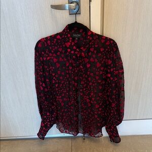 Saloni Sheer Heart Print Blouse